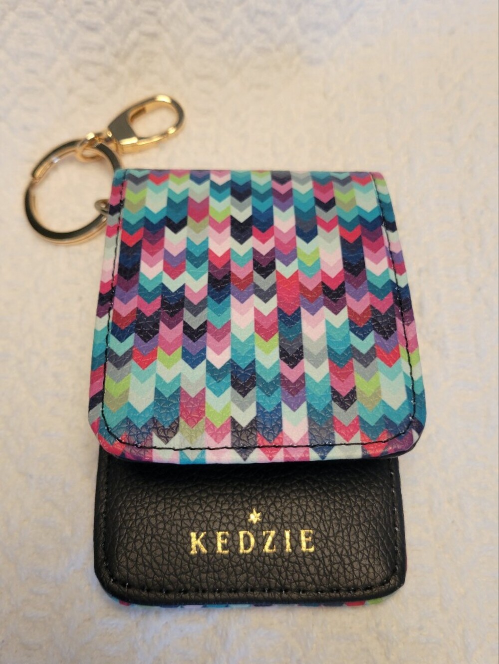 Multicolor Chevron Key & Card Holder with Keyring 4"x2.5"